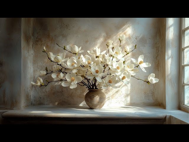 White Magnolia Flowers TV Art | Free Screensaver | TV Frame Painting | TV Wallpaper | 2 HRS 4K