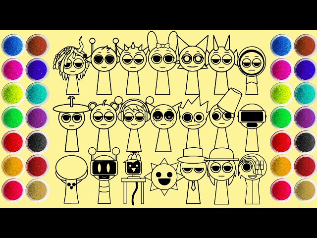 Drawing and Coloring All Sprunki Characters (Normal - Phase 1) - Incredibox Sprunki - Sand Painting