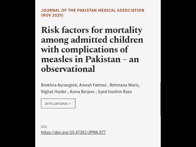 Risk factors for mortality among admitted children with complications of measles in P... | RTCL.TV