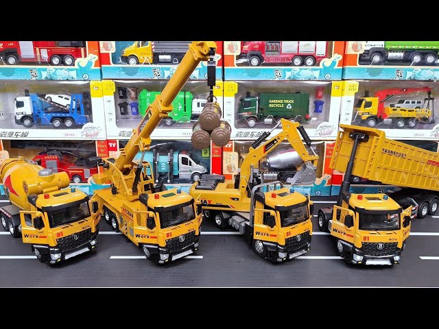 Review Of Diecast Trucks : Construction Vehicle : Mixer Truck, Crane Truck, Excavator, Trailer Truck