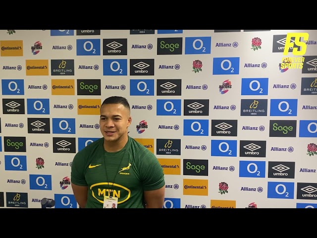 Springbok Cheslin Kolbe reacts to MOTM performance vs England | Springboks Post-Match Presser