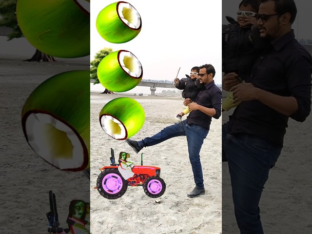 Rounding cut green coconuts to Alto, Rollar, Jcb & Tractor - Vehicles names magic video