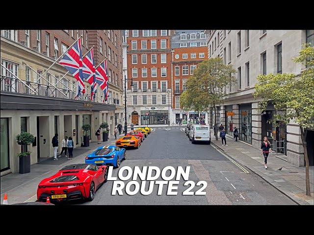 LONDON Bus Ride 🇬🇧- Route 22 - Luxury shopping route - Chelsea, Knightsbridge and Mayfair ⚜️