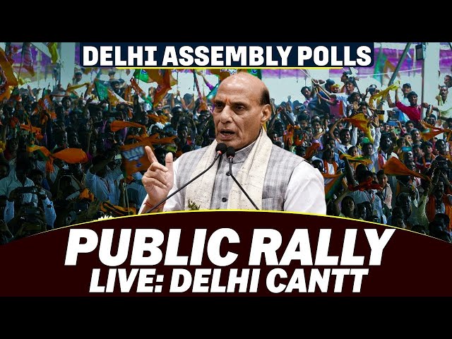 LIVE: Defense Minister Rajnath Singh addresses public rally in Delhi Cantt I Election I News9