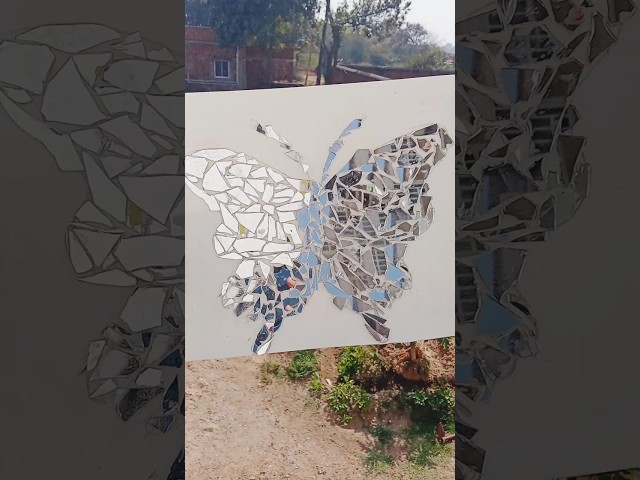 Broken mirror butterfly art diy #youtubeshorts #shorts #diy #mirrorart @artandcraftzone-v5e