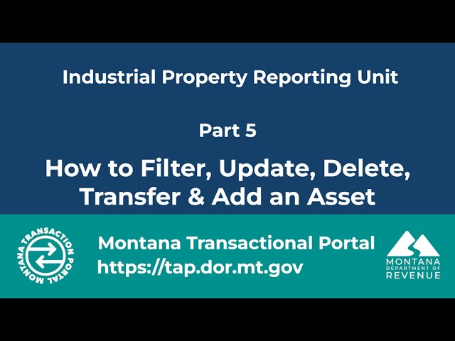 Industrial Property Reporting. Part 5. How to Filter Update Delete Transfer and Add an Asset