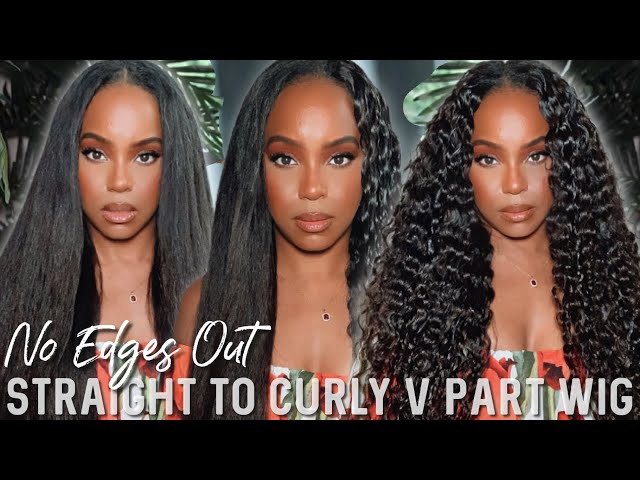 NO EDGES OUT, NO LACE! BEST STRAIGHT TO CURLY V PART WIG INSTALL! BEAUTYFOREVER | ALWAYSAMEERA