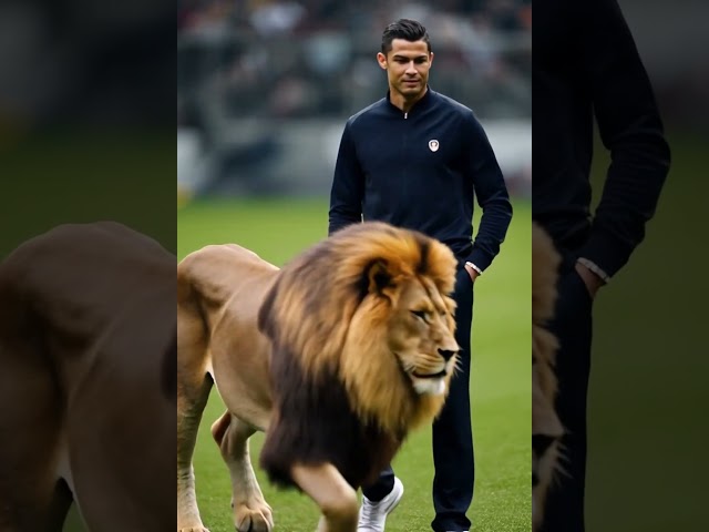 Messi in Shock! Ronaldo Shows His Power with a Lion at the Eiffel Tower! 😳⚽