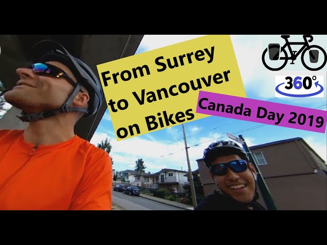 Cycling trip to Vancouver 45 km on Canada Day 2019 4K 360