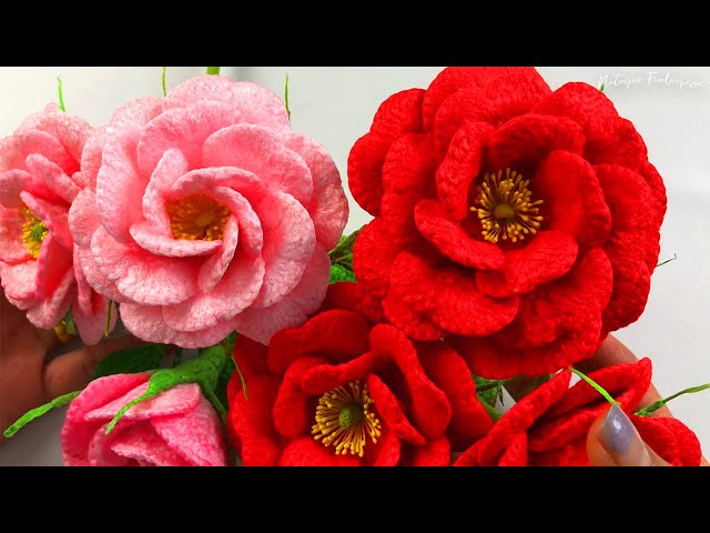 Crochet Bare Root Rose Flower Tutorial