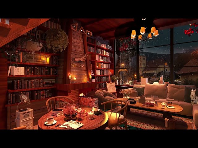 🎵 [Rainy Jazz Cafe] Cozy Coffee Shop Ambience (Track3 is so nice! 😊)🎄🧡🌙 Relaxing Jazz Piano Music