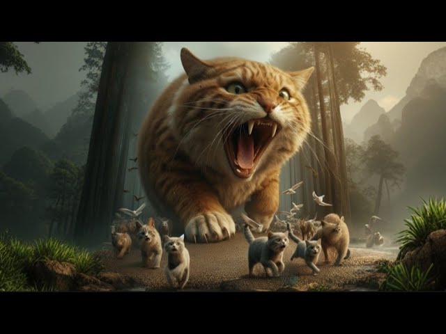 A Giant cat 🐈 scares people and animals by roaring