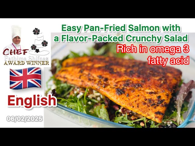 How to cook salmon fillets in a Pan | Salmon with crunchy salad dressing | Rich in omega 3 fatty