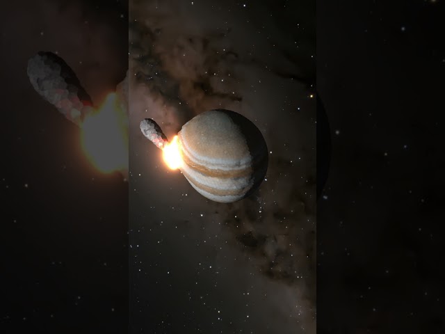 Jupiter and the planet collide.