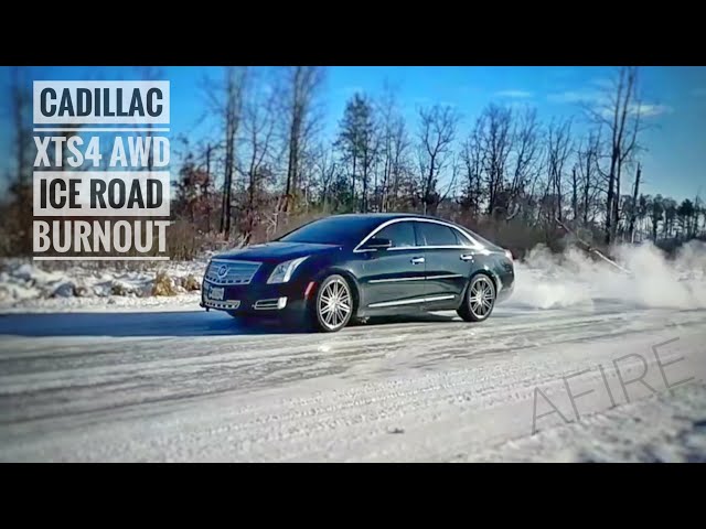 Cadillac XTS4 Ice Road Burnout in Slow Motion