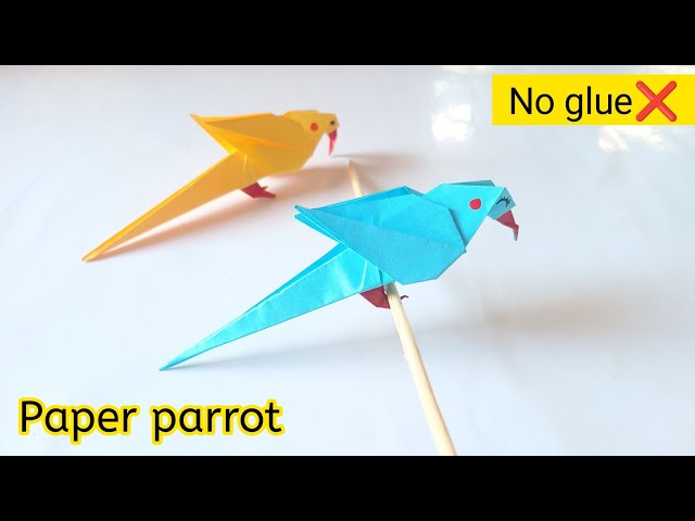 DIY paper Parrot🦜|How to make Parrot with paper|Origami ParrotNo glue paper craft|Paper toys