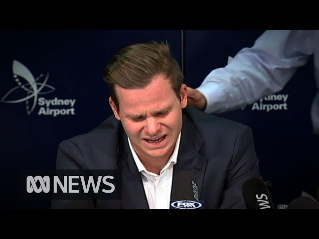 Steve Smith breaks down during ball tampering press conference | ABC News