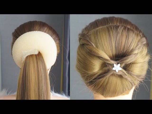 New Latest Bun Hairstyle With Donut - Party Hairstyle For Long Hair