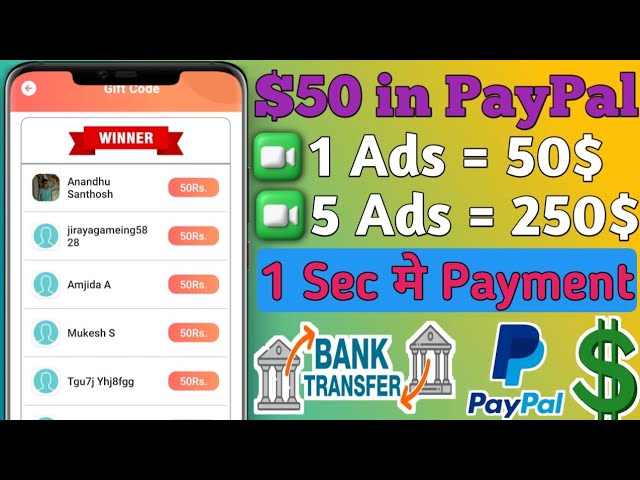 $50 in PayPal account | Free GCash,PayPal earning app of today | Best PayPal earning app |