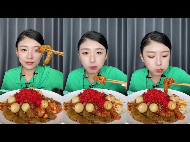 【XueYan Mukbang】Fish roe salmon mixed with shrimp🐟🐠🦐🧄#Seafood#sashimi#gourmet#asmr#mukbang