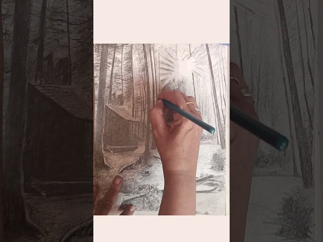 Timelapse Pencil Shading: The Creation of a Scenic Paradise! 🌍⏱️ #art #sketch #scenery