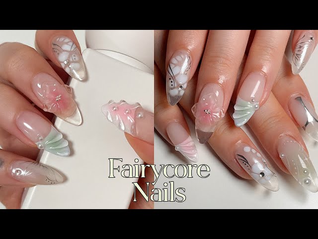 ₊˚ aesthetic fairycore nails ♡ *3D orchid nails* 🫧🌷 (nail tutorial) 2024