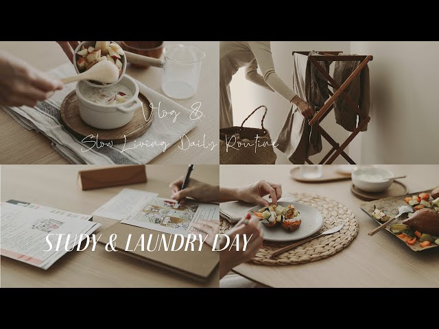 Daily Routine Productivity | Study & Laundry Day | Slow Living | Aesthetic Video | Morning Habits