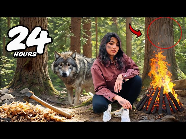 Living in a HAUNTED Forest for 24 Hours ! 🌲