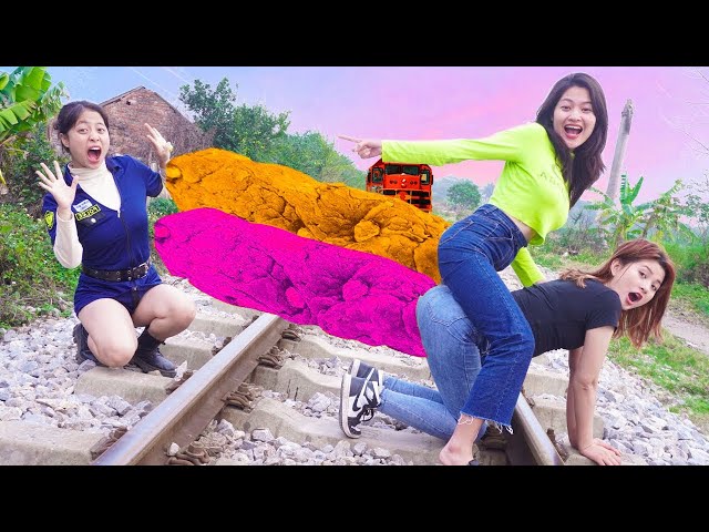 Girl Poop When Dancing Stop The High-speed Train Nerf Gun Police Girl Prison Escape Funny - TNS Nerf