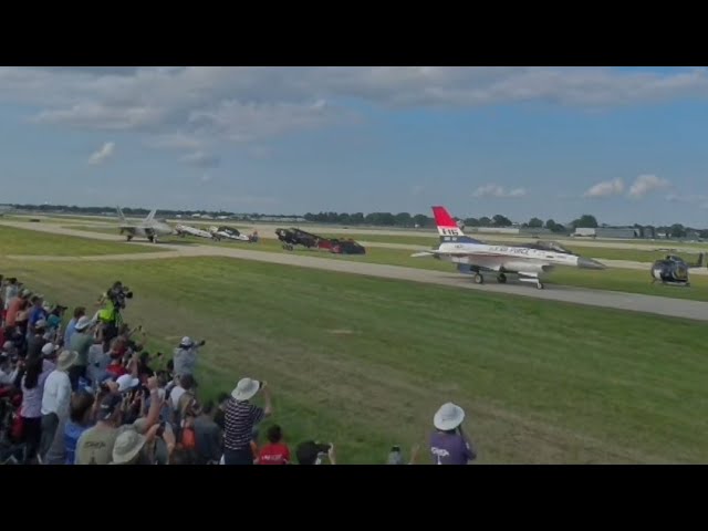 360 Degree EAA Air Show F-16/F-22/F-35 Oshkosh Wisconsin JULY 24, 2024