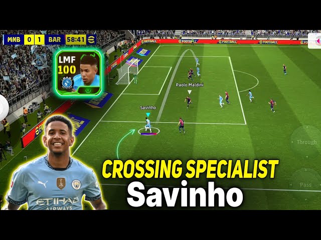 100 Savinho POTW booster Crossing Specialist Best RWF Gameplay Review in efootball Pes 2025 Mobile