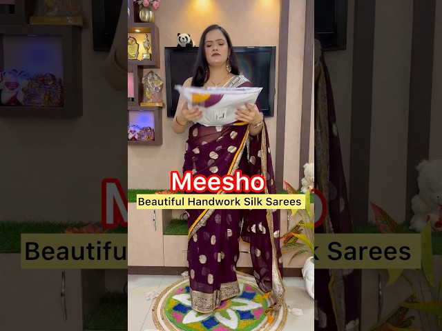 Meesho Party Wear Handwork Saree Haul 🥻 Meesho Saree Haul 🥰#meeshosareehaul #meeshohaul #saree