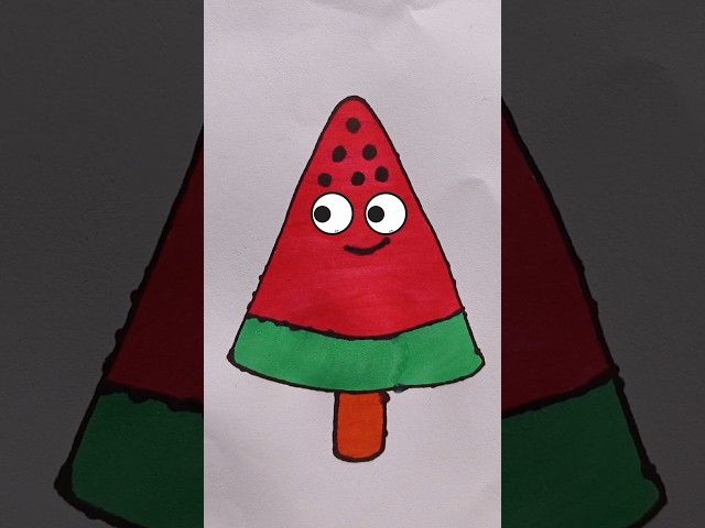 Very Simple Drawing Watermelon Candy for Kids #kids #drawing