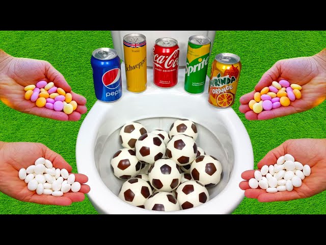 Experiment !! Toilet and Underground vs Football and Rainbow Mentos