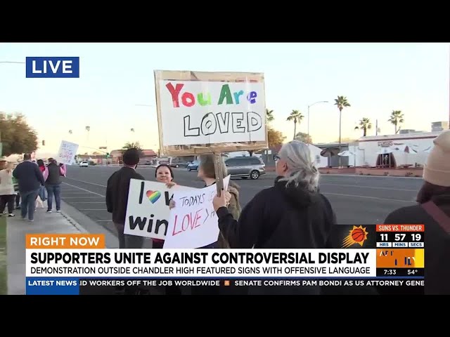 Supporters unite against controversial protesters at Chandler High School