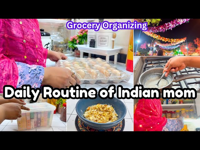 Daily Routine Of Indian Mom|| Grocery Shopping & Organizing/chicken Dum Biryani || muscat festival