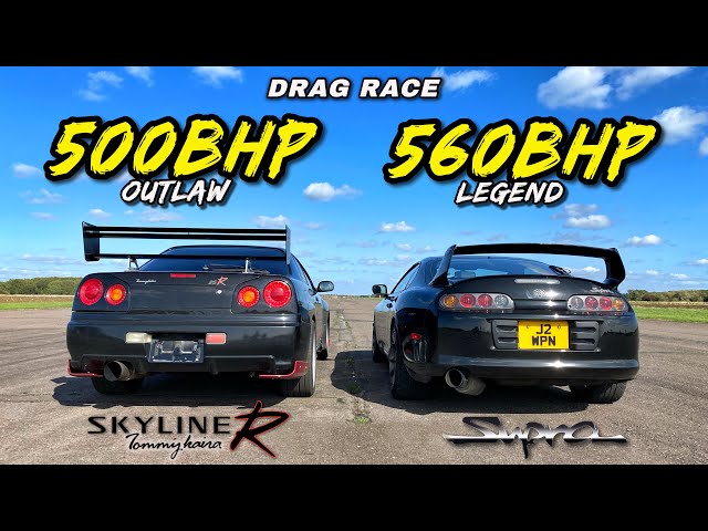 SUPRA VS SKYLINE.. 500HP SKYLINE R34 25R v 560HP TOYOTA SUPRA