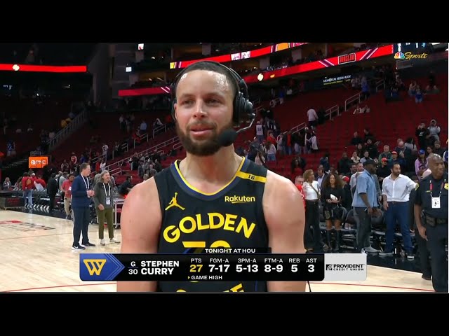 Stephen Curry postgame interview after scoring 27 Pts as Warriors def Rockets 105-98