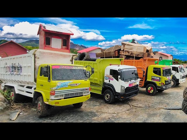 Full Oleng Mobil Truk Tronton Hino 500 Oleng Fuso 220ps Isuzu Giga Dump Truck Terguling di Jembatan