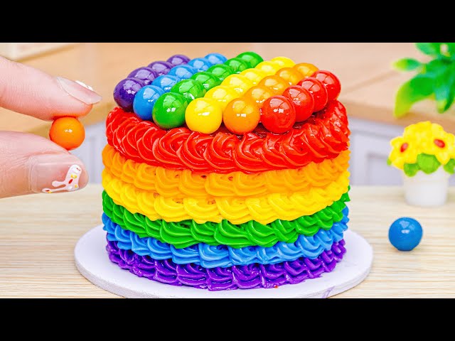 Rainbow Buttercream Cake | Satisfying Miniature Rainbow Cake Decorating Ideas |Toco dessert