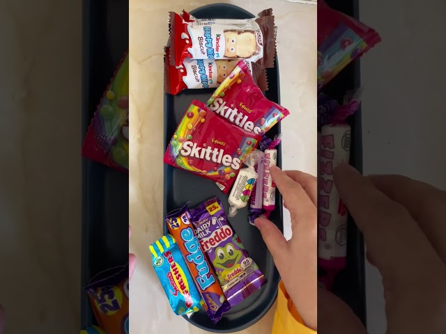 Setting Tray With Lot’s of Candies More Chocolate | Rainbow Cutting Sweets#shorts #asmr #shortsfeed