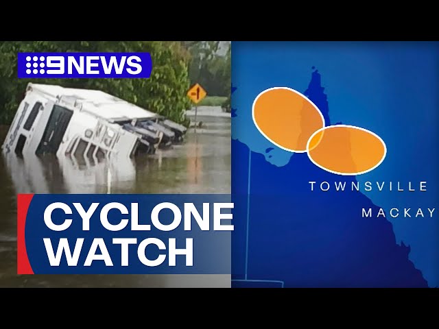 Heavy rain causes flooding, triggers landslide as cyclone looms | 9 News Australia