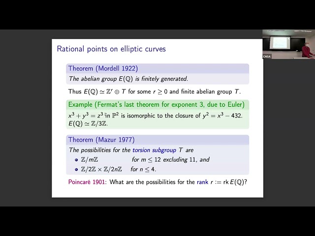 Bjorn Poonen | Ranks of elliptic curves