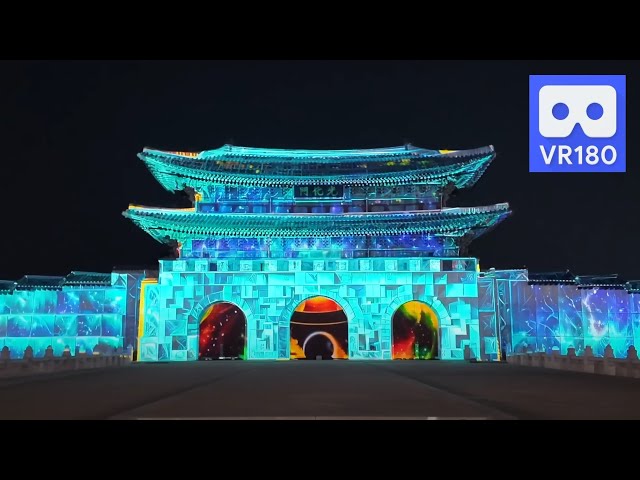 5K 180VR 3D "Revealing state-of-the-art media facade" Seoul Light Gwanghwamun Seoul Winter Festa