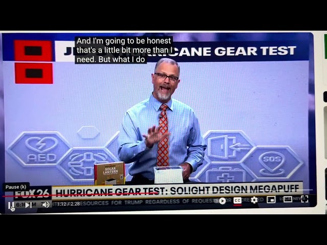 FOX NEWS gives Megapuff 5 star review for best hurricane preparedness for solar light and power!!