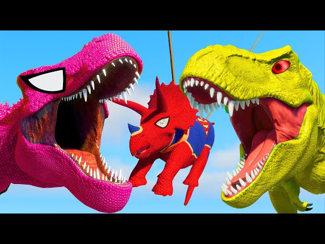 Epic Tyrannosaurus Rex vs Pro 8 Superhero Dinosaurs | Legendary Battle in Jurassic World Evolution 2