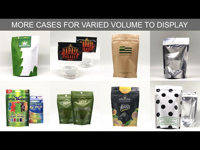 cannabis packaging and CBD packaging bags display