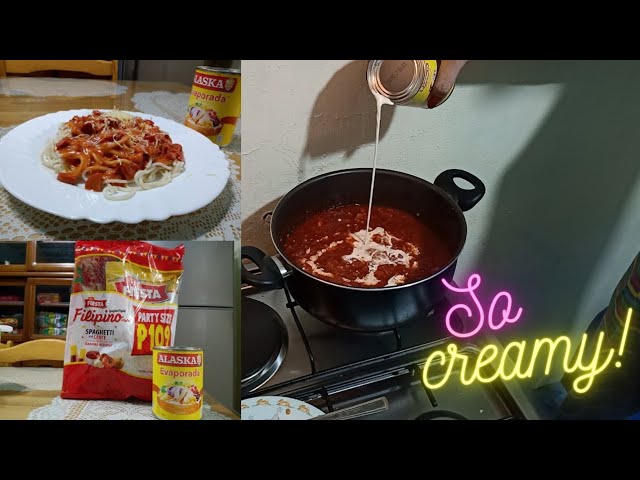 Creamy Spaghetti with Evaporated Milk / Pinoy Version