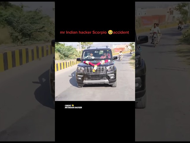 Mr Indian hacker | Black Scorpio🦂 accident| @MRINDIANHACKER #scorpio #sad #shorts #vaibhav04