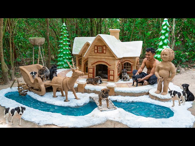 Rescue Cute Puppy Build Mud Dog House And Build Aquarium Around Dog House